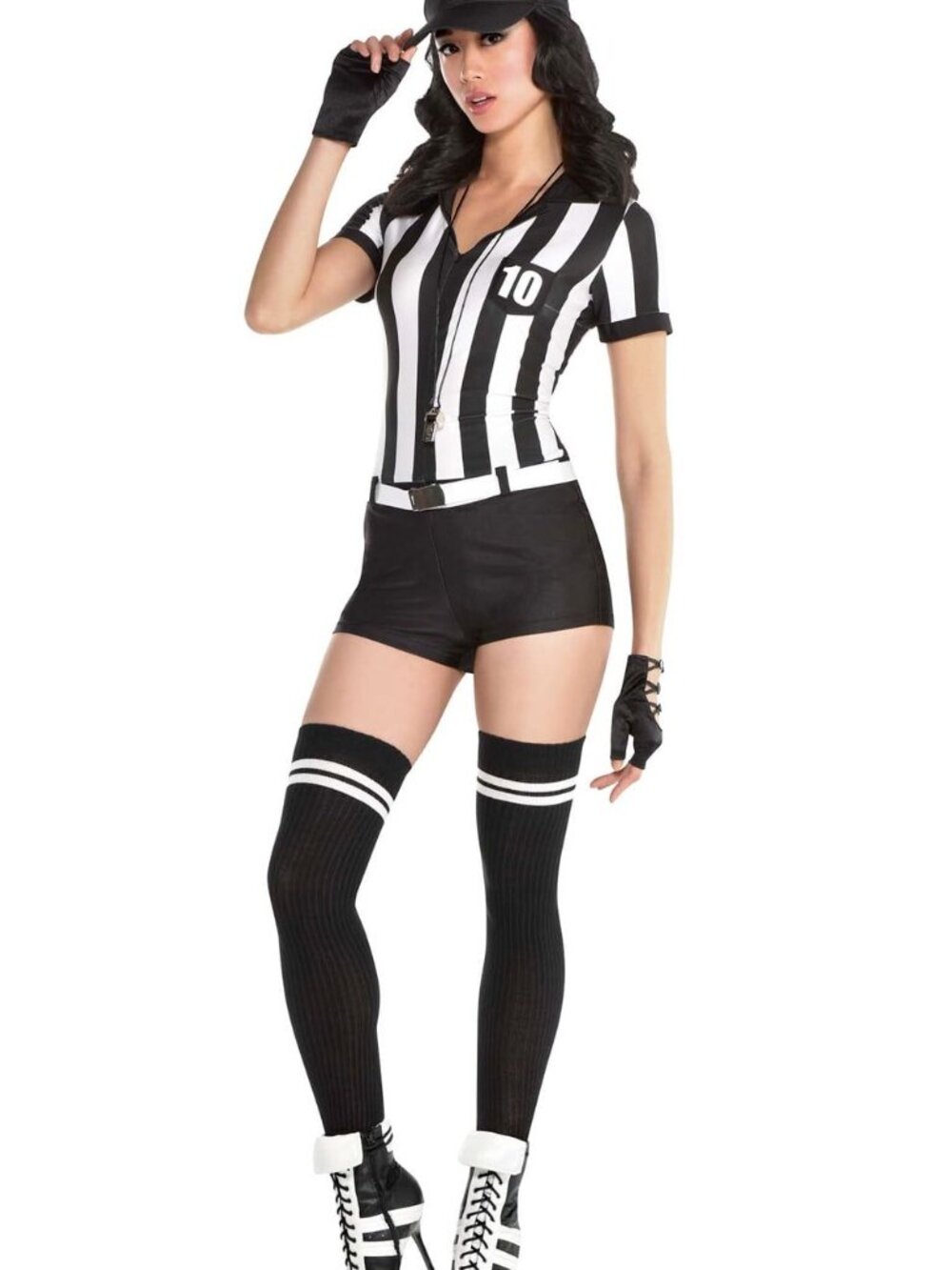 Referee Halloween Costume Romper with Belt – Size Medium
